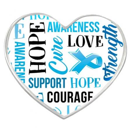 Light Blue Heart Awareness Words Pin