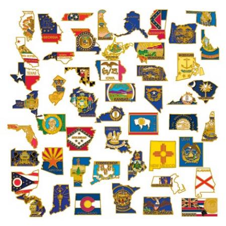 50 State SHAPE Pin Collection 
