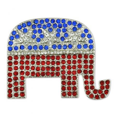 Rhinestone Republican Elephant Pin