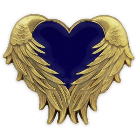 Blue Heart With Wings Pin 