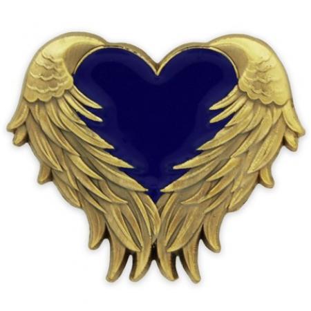 Blue Heart With Wings Pin