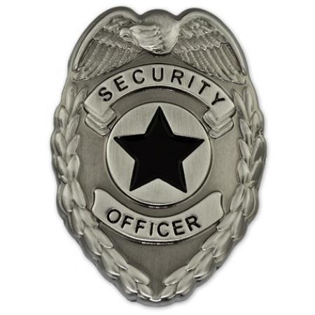 Security Officer Badge Lapel Pin - Antique Silver