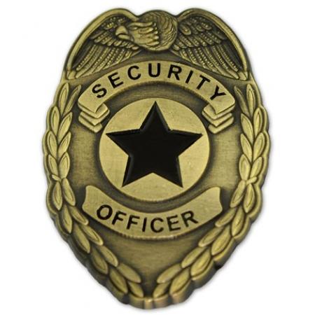 Security Officer Badge Lapel Pin - Antique Gold 