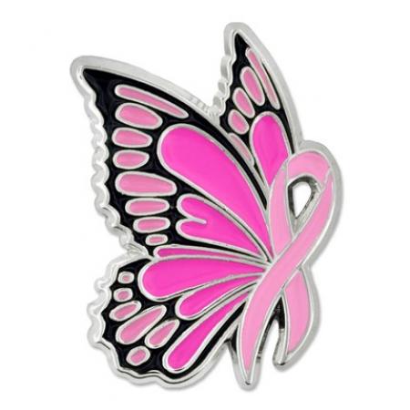 Pink Ribbon Butterfly Pin 