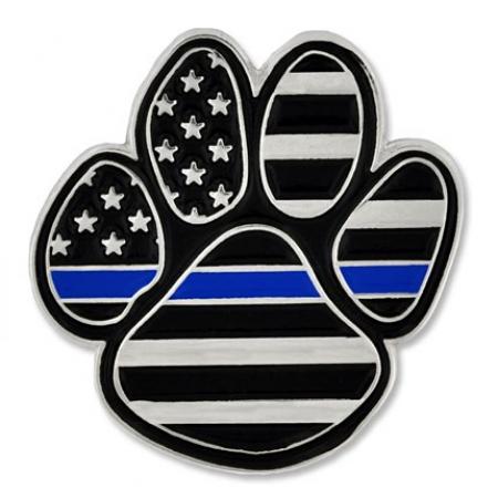 Thin Blue Line Pawprint Pin