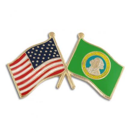 Washington and USA Crossed Flag Pin