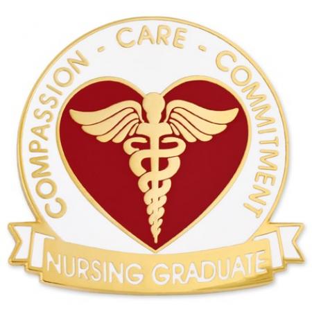 Nursing Graduate Pin - Compassion, Care, Commitment 