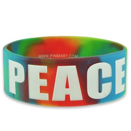 Peace Rubber Bracelet 1 Inch Wide