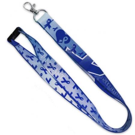 Blue Awareness Ribbon Lanyard 