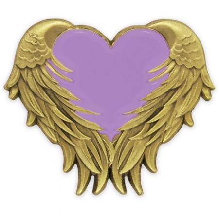 Lavender Heart With Wings Pin 