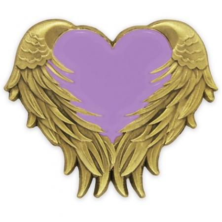Lavender Heart With Wings Pin