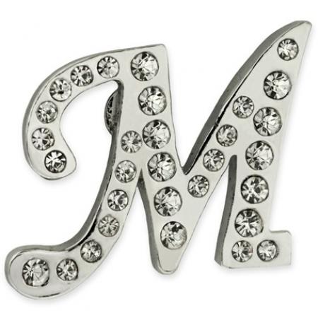 Rhinestone Letter M Pin