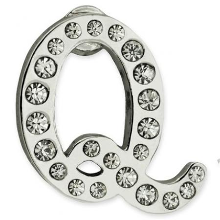 Rhinestone Letter Q Pin