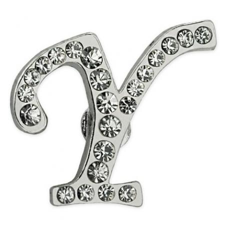 Rhinestone Letter Y Pin