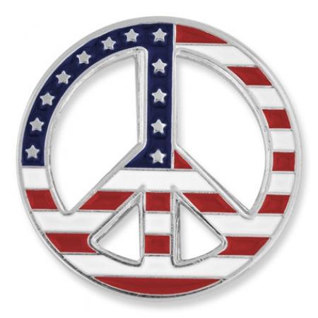 American Flag Peace Sign Pin 