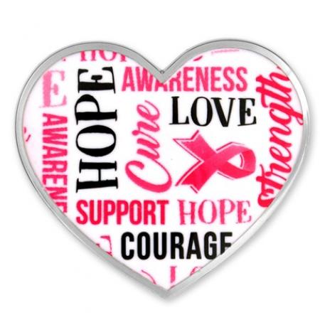 Breast Cancer Heart Words Pin 