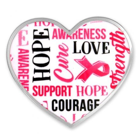 Breast Cancer Heart Words Pin