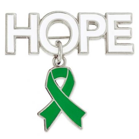 Hope Pin with Green Ribbon Charm 