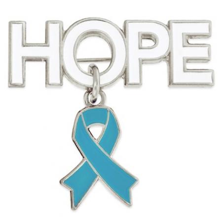 Hope Pin with Light Blue Ribbon Charm 