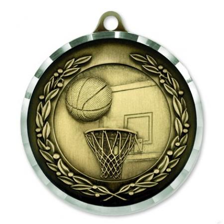 2” Diamond Cut Basketball Medal - Engravable 