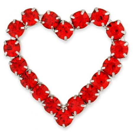 Rhinestone Red Heart Pin