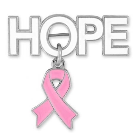 Hope Pin with Pink Ribbon Charm 