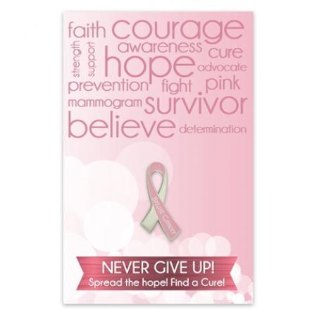 Breast Cancer Awareness Pin on Card 
