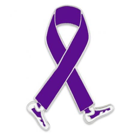 Walking Purple Ribbon Pin 