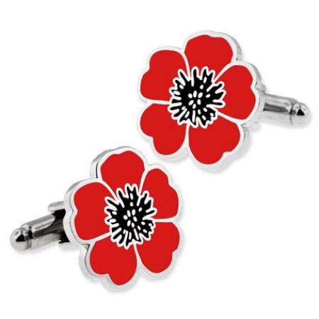 Poppy Flower Cufflink Set