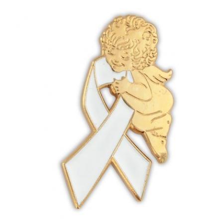 White Ribbon Angel Pin