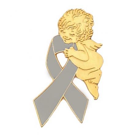 Grey Ribbon Angel Pin