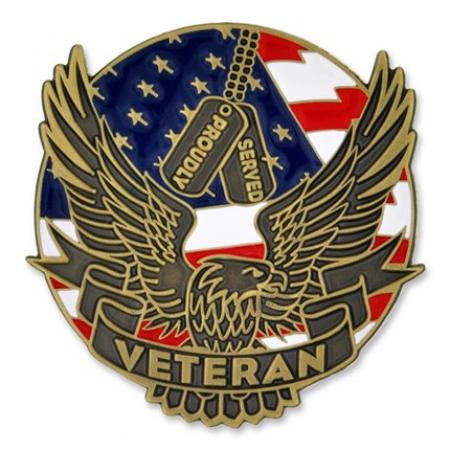 Proudly Served Veteran Pin with Magnetic Back 