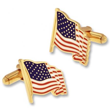 Waving American Flag Cufflink Set 