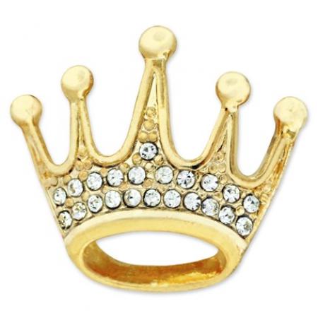 Gold Plated Rhinestone Crown Pin 