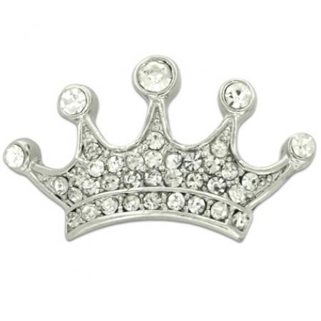 Large Silver Rhinestone Crown Pin 