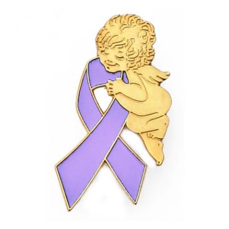Lavender Ribbon Angel Pin