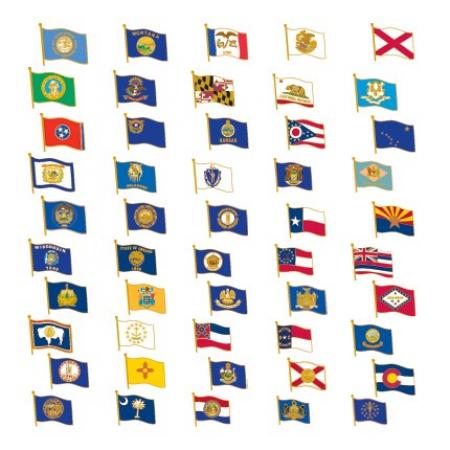 50 State FLAG Pins Collection 