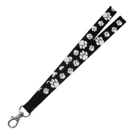 Paw Print Lanyard - Black