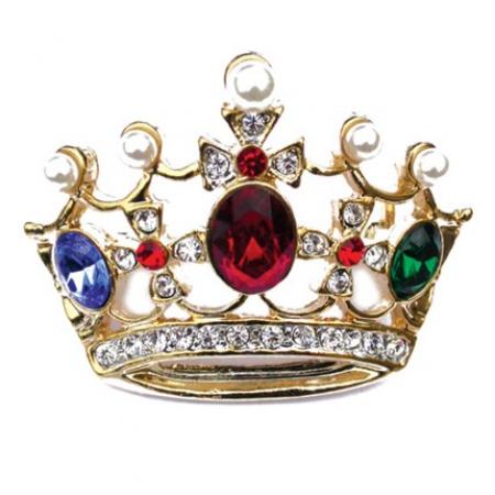 Crown Pin with Colored Stones