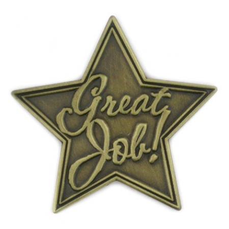 Antique Gold Great Job Star Pin 
