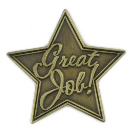 Antique Gold Great Job Star Pin