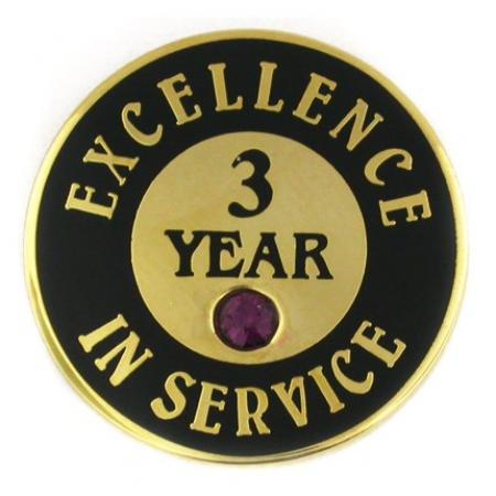 Excellence In Service Pin - 3 Years purple stone