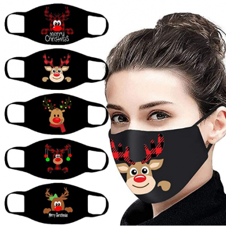 Adult outdoor Santa Claus print Face Balaclavas Dust Face Másk (without filter) 5PC 