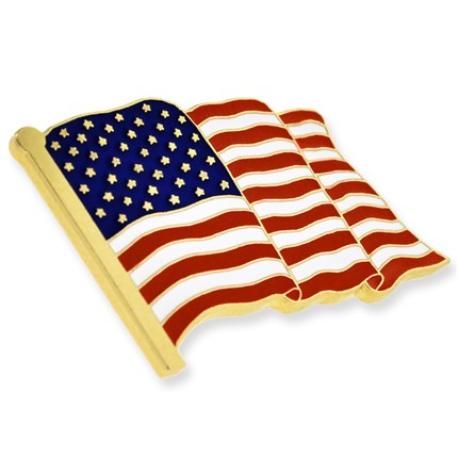     Waving American Flag Gold Pin - Made in the U.S.A.