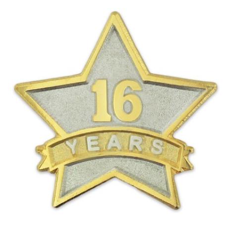     Years of Service Star Pin - 16 Years