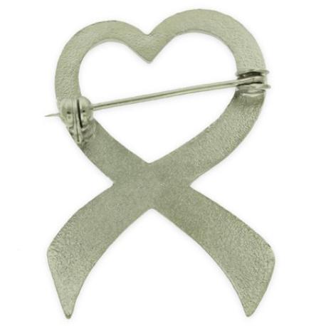 Blue Heart Ribbon Brooch