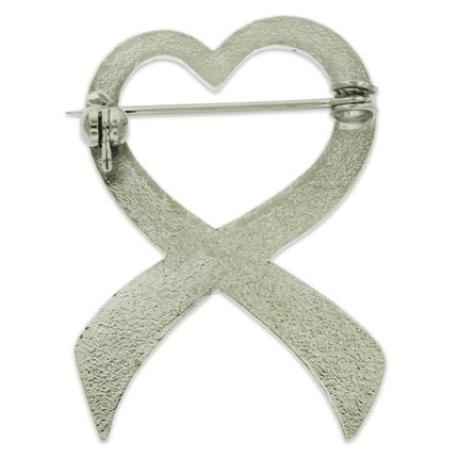 Blue Glitter Heart Ribbon Pin
