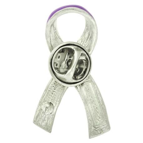     Purple Ribbon with Stone Pin
