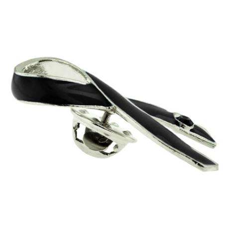 Black Ribbon with Black Stone Pin