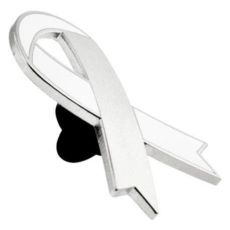 Awareness Ribbon-White Engravable Pin